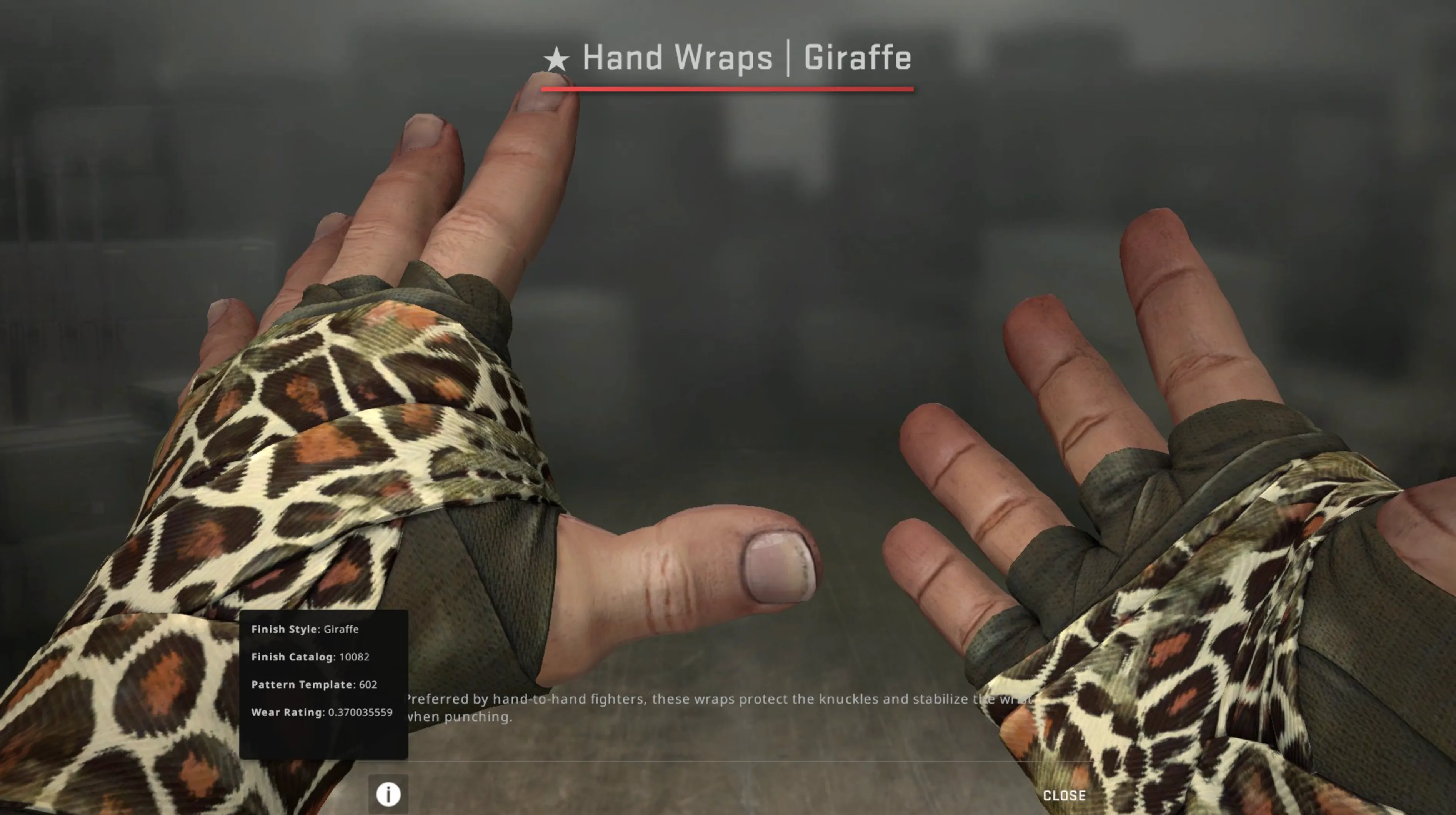 Hand Wraps Giraffe and lore knife